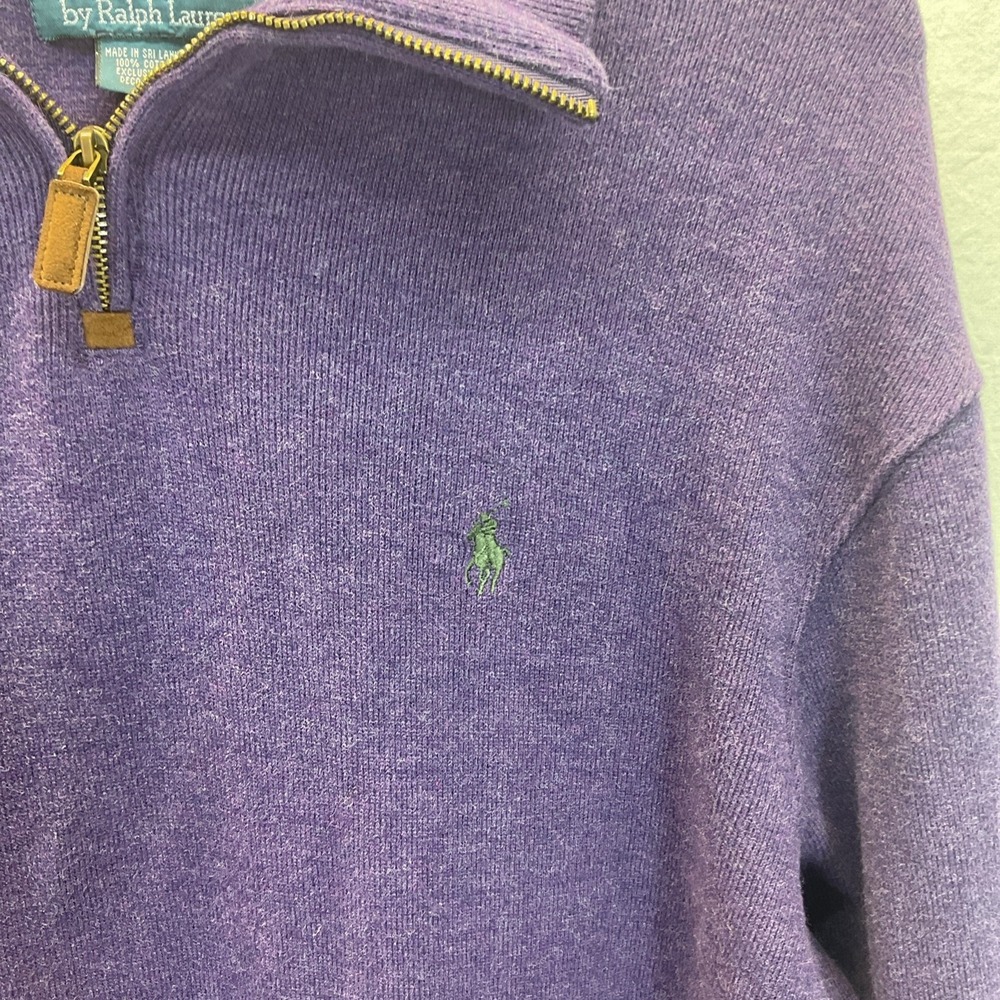 Polo by Ralph Lauren Purple 1/4 Zip Pullover Sweatshirt Sweater Mens L Classic - Picture 2 of 11
